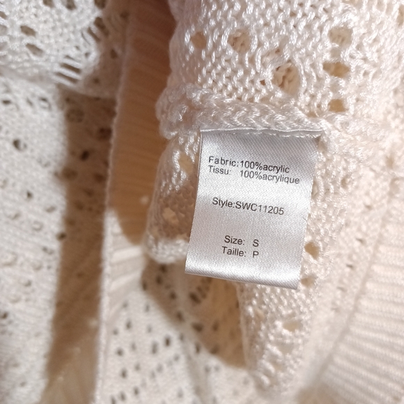 Elan Knit Open Collar Polo Sweater in Off White Size S - Picture 6 of 8